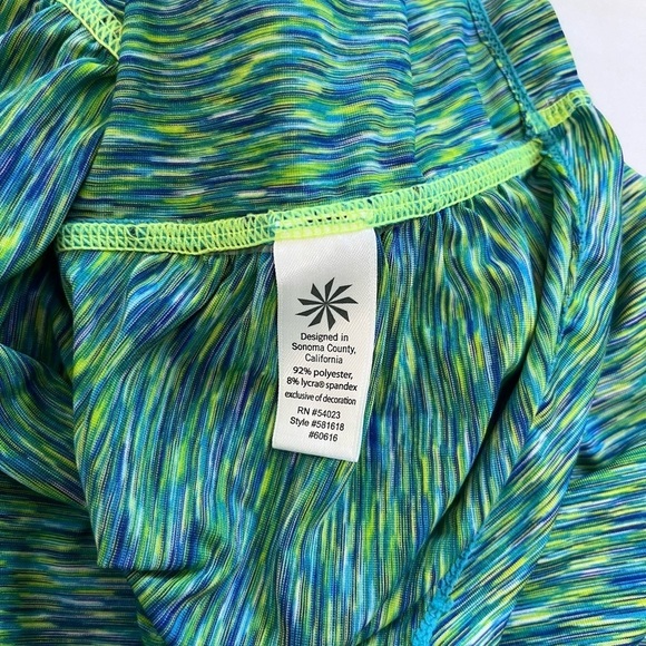 Athleta Space Dye Ruched Front Athletic Tshirts Set of 2 Purple Green Size S - Picture 12 of 15